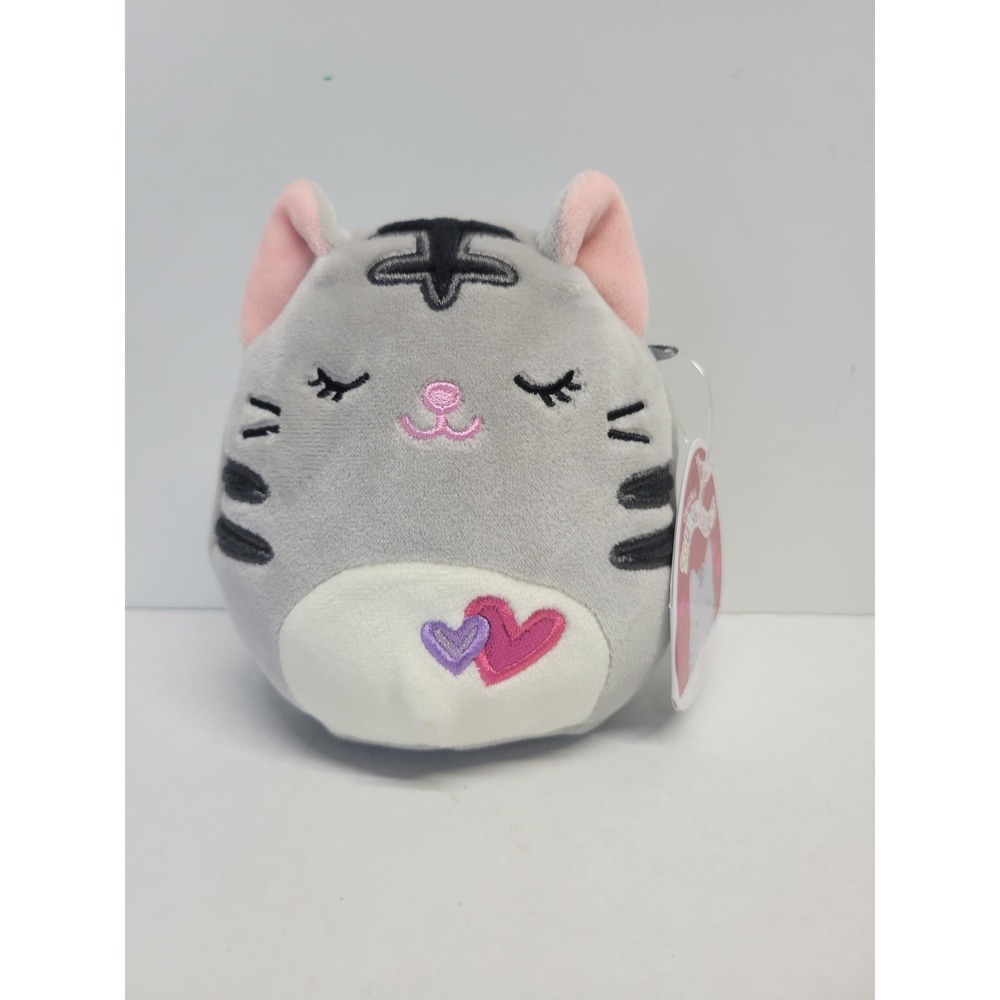 Squishmallows Tally Grey Tabby Cat 5" & Agnes Rose Micromallow Plush NWT Bundle